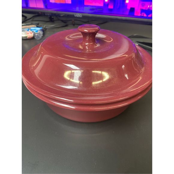 Pampered Chef Kitchen Pampered Chef Stoneware Baker Casserole 6 Cup 5l Round Covered Dish